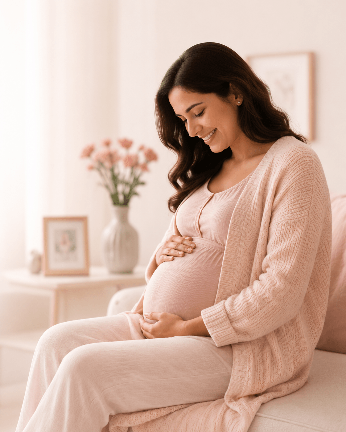 Pregnant woman receiving compassionate maternity care